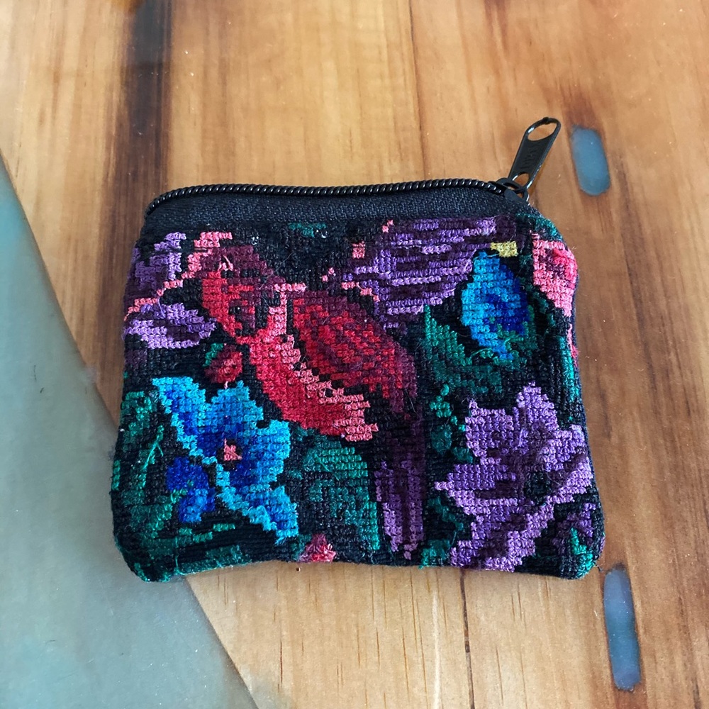 Floral coin pouch